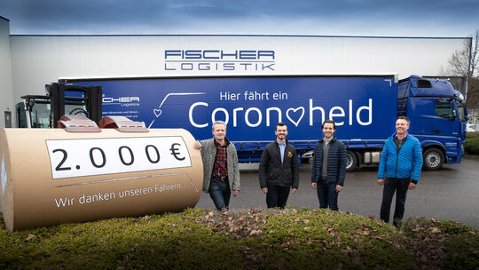 Die Logistikprofis Hans-Jürgen Fischer, Samuel Fischer, Johannes Fischer und Thomas Fischer wissen, was sie an ihren Fahrern hab Die Logistikprofis Hans-Jürgen Fischer, Samuel Fischer, Johannes Fischer und Thomas Fischer wissen, was sie an ihren Fahrern hab