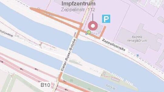 Die Anfahrtsskizze zum Esslinger Impfzentrum in der Zeppelinstraße. Grafik: nz Die Anfahrtsskizze zum Esslinger Impfzentrum in der Zeppelinstraße. Grafik: nz