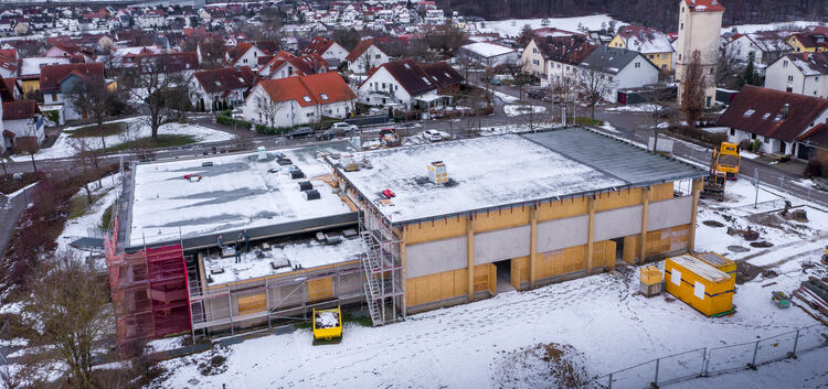 Der Umbau der Gemeindehalle in Holzmaden ist in vollem Gang. Foto: Jean-Luc Jacques