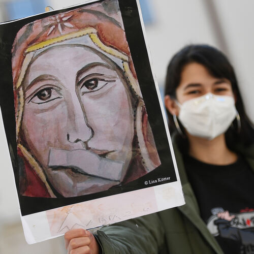 Die Aktivistinnen der Reforminitiative Maria 2.0 wollen, wie auf dem Bild vor der DresdnerFrauenkirche deutlich wird, nicht mehr