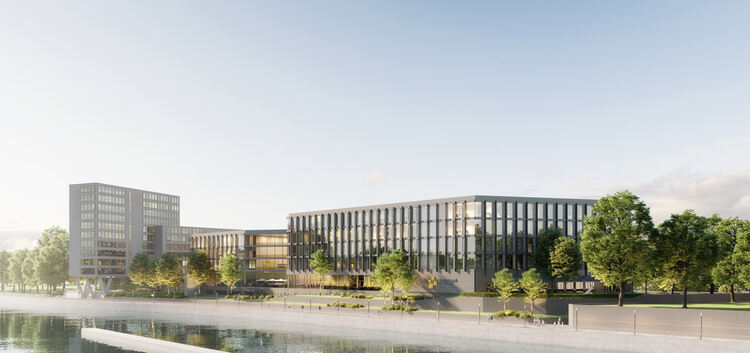 So soll es einmal aussehen: Das neue Landratsamt in Esslingen. Grafik: BFK Architekten