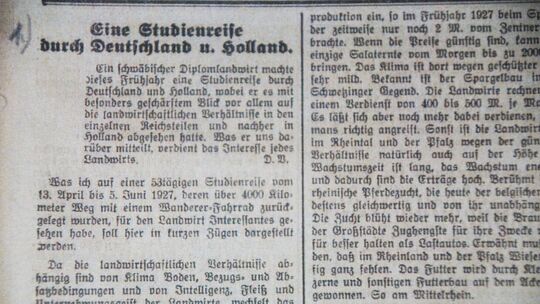 Auszug aus dem Zeitungsartikel in der "Schwäbischen Tageszeitung" vom 28. Dezember 1927 - 6 weitere Artikel folgten täglich.