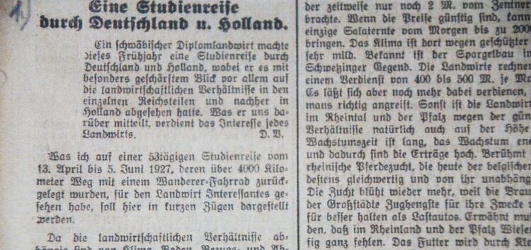 Auszug aus dem Zeitungsartikel in der "Schwäbischen Tageszeitung" vom 28. Dezember 1927 - 6 weitere Artikel folgten täglich.