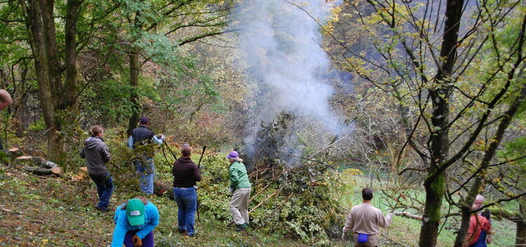 Das Reisig, das die Ehrenamtlichen zusammentrugen, wurde vor Ort verbrannt.Foto: Volkmar Schreier
