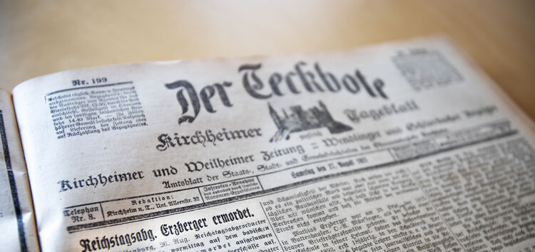 Der Teckbote  Kirchheimer Tagblatt von 27 August 1921                       Reichstagabgeordneter Matthias Erzberger ermordet