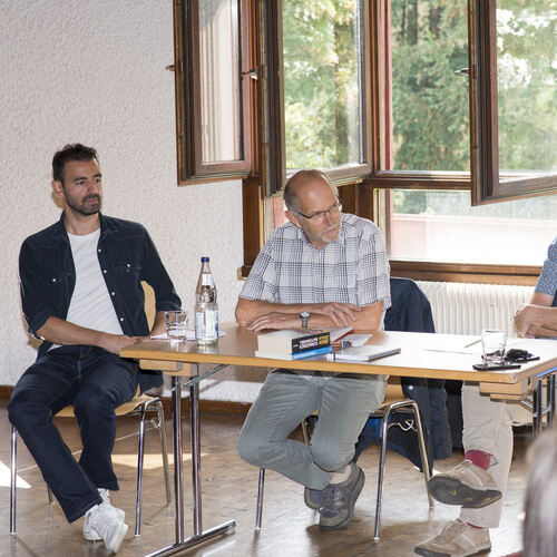 Friedensgespräch der Friedensinitiative Kirchheim (FIN.K) mit (von links) Hüseyin Sahin (Die LINKE), Hans Dörr, Heinrich Brinker