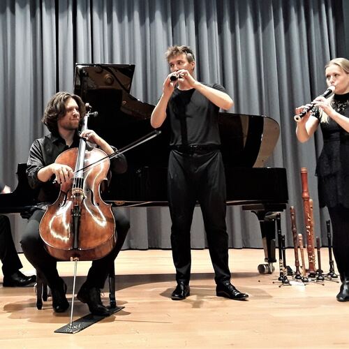 Zwei Blöckflöten, Viola, Violoncello und Klavier bilden das Quintett „Spark“. Foto: Hans-Günter Driess