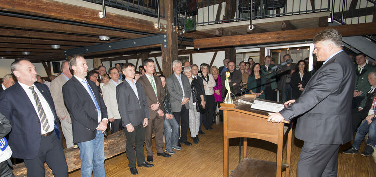 Rund 100 Gäste lauschten in der Zehntscheuer Nabern den Ausführungen von Staatssekretär Grübel.Foto: Peter Dietrich
