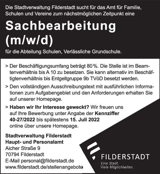 Stadt Filderstadt; 27025714 Filderstadt