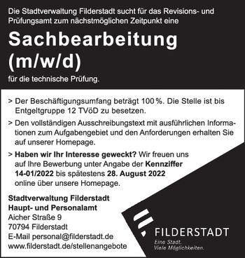 Stadt Filderstadt; 27026624/Sachbearbei