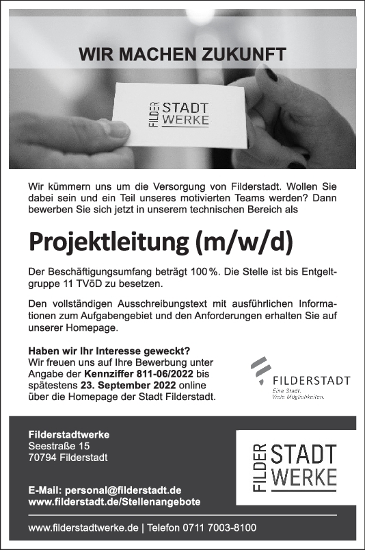 Filderstadtwerke; 27027375/Projektleitu