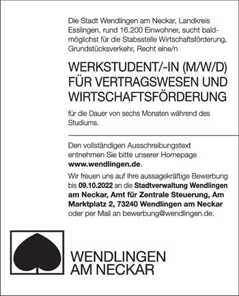 J17802 - Wendlingen Werkstudent (m/w/d)