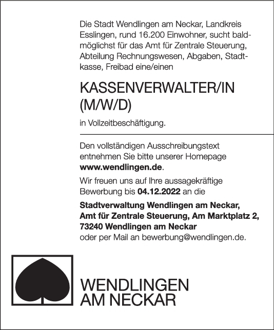 J18782 - Wendlingen Kassenverwalter (m/w
