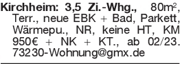 Kirchheim: 3,5 Zi.-Whg.,