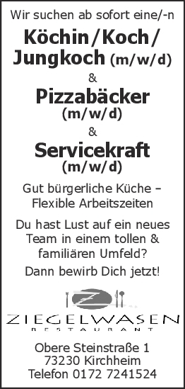 Koch & Pizzabäcker & Service