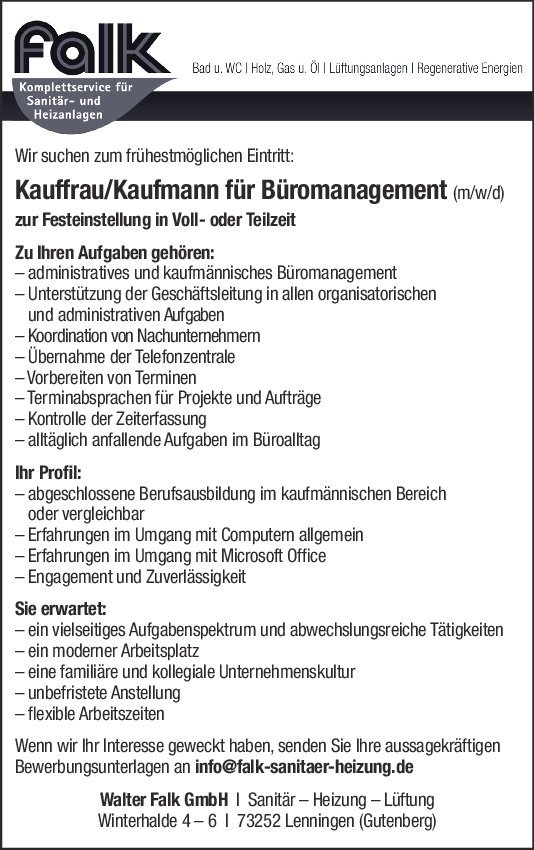 Kauffrau / Kaufmann für Büromanagement (