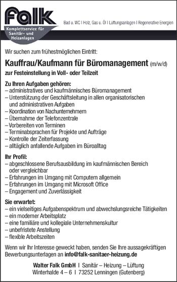 Kauffrau / Kaufmann für Büromanagement (