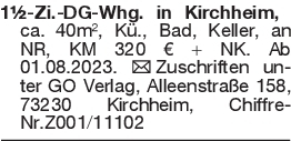 1½-Zi.-DG-Whg. in Kirchhe
