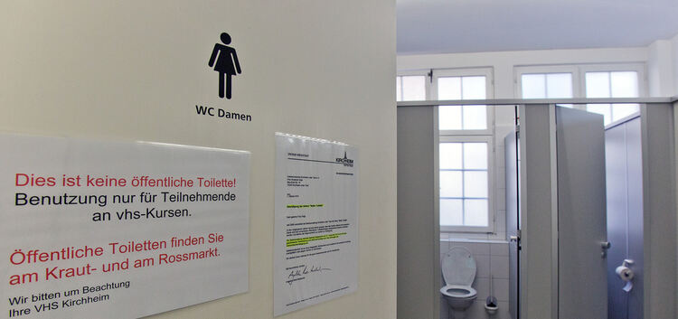Die Toiletten der Kirchheimer Volkshochschule sind sauber und gepflegt. Aber sie sind auch mit dem deutlichen Hinweis versehen,