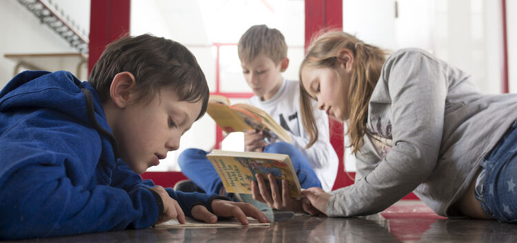 Schmökern in den Büchern der Kreissparkasse soll die Schüler fit für die Zukunft machen.Foto: Carsten Riedl